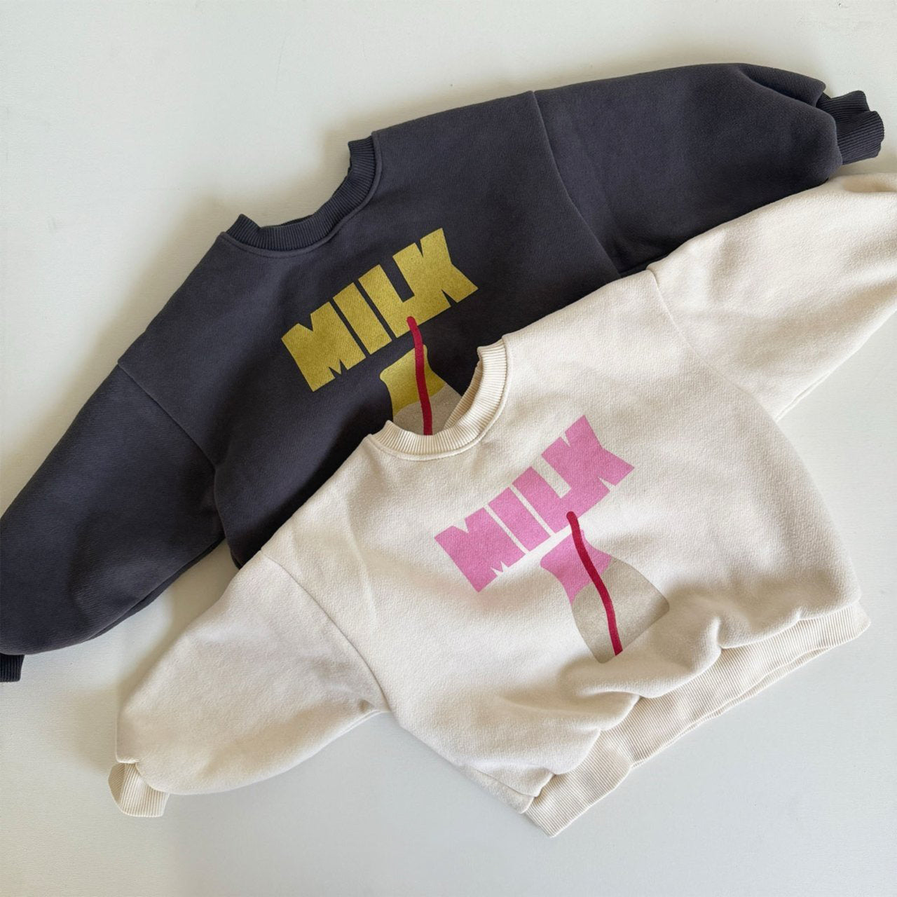 Toddler W25 Milk Print Long Sleeve Sweatshirt (3-8y) - 2 Colors