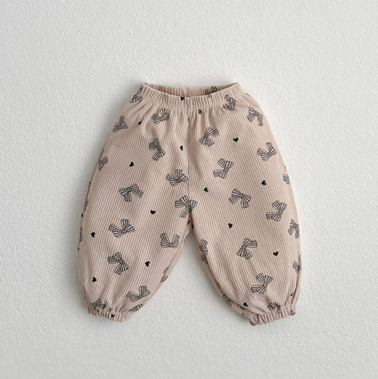 Toddler F24 Bow Print Corduroy Jogger Pants (1-7y) - Bow Beige