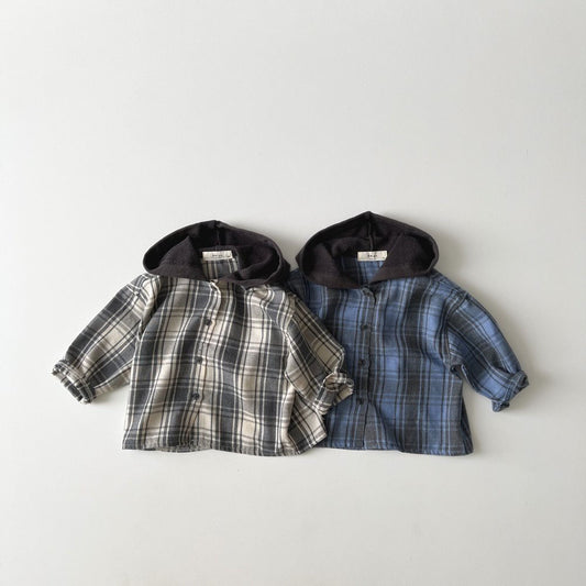 Toddler Plaid Hooded Shirt Jacket (1-6y) - 2 Colors - AT NOON STORE