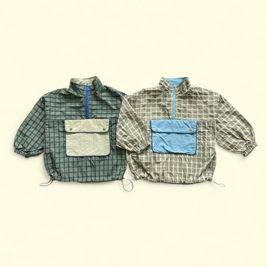 Toddler F25 Plaid Half Zip Anorak (3-7y) - 2 Colors - AT NOON STORE