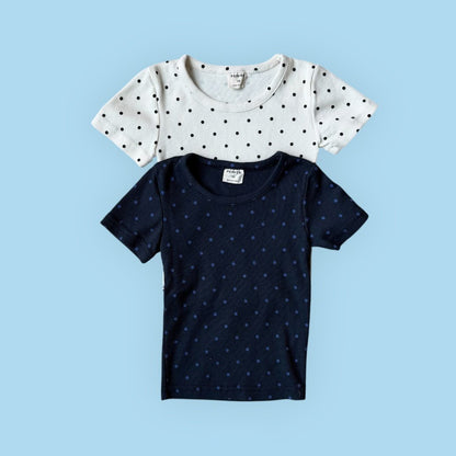 Toddler SS26 Polka Dot Ribbed Short Sleeve Top (1-7y) - 2 Colors - AT NOON STORE