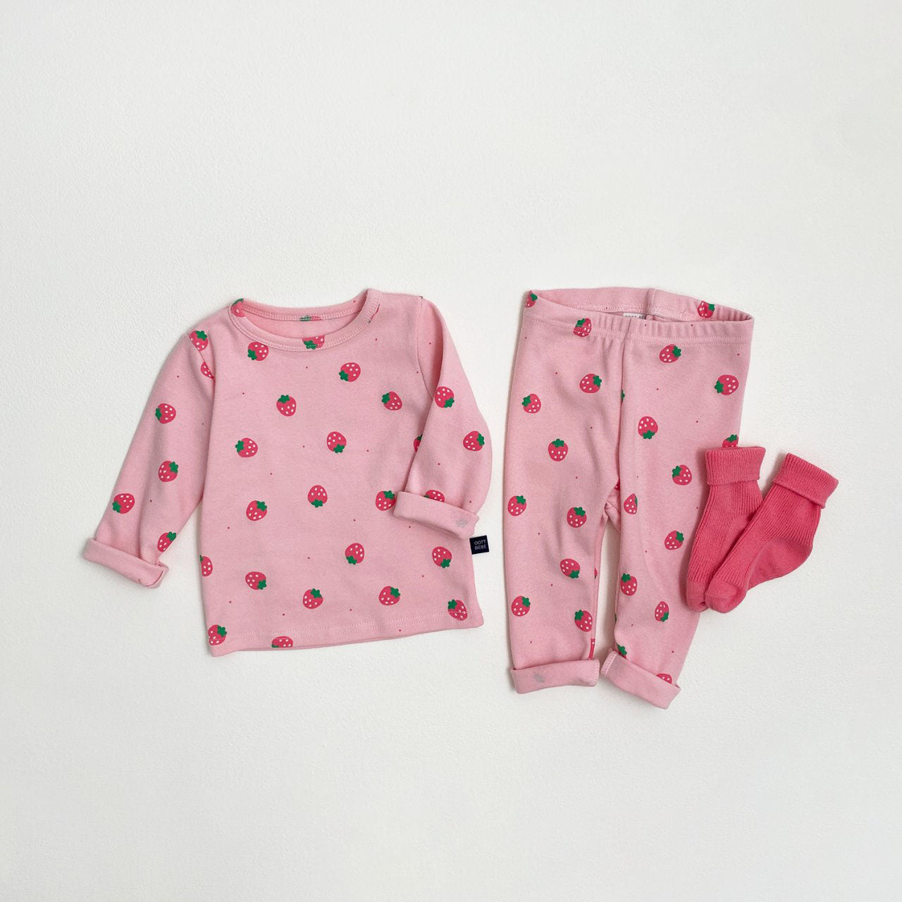 Toddler S25 Bear / Strawberry Printed Top and Pants Set (1-7y) - 2 Colors