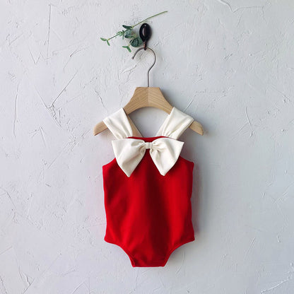 Toddler Milk SS25 Front Big Bow Classic One-Piece Swimsuit (1-6y) - Red - AT NOON STORE
