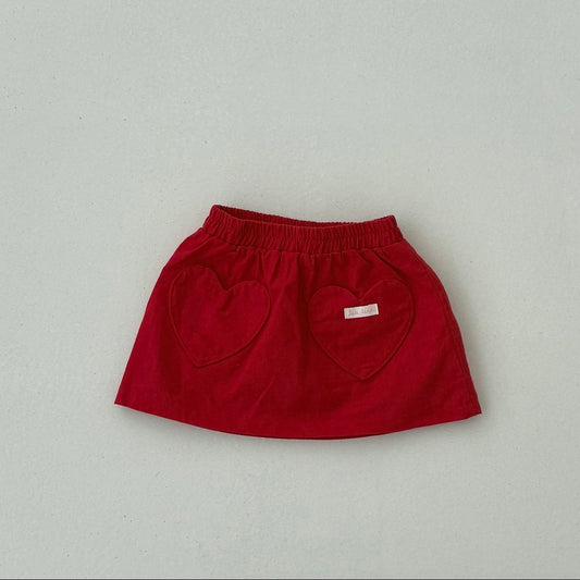 Toddler Land SS26 Heart Pocket Skort (1-6y) -  Red - AT NOON STORE