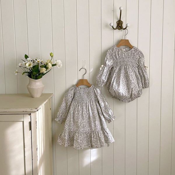 Toddler Milk Ella Smocked Bodice Dress (3m-5y) - Grey