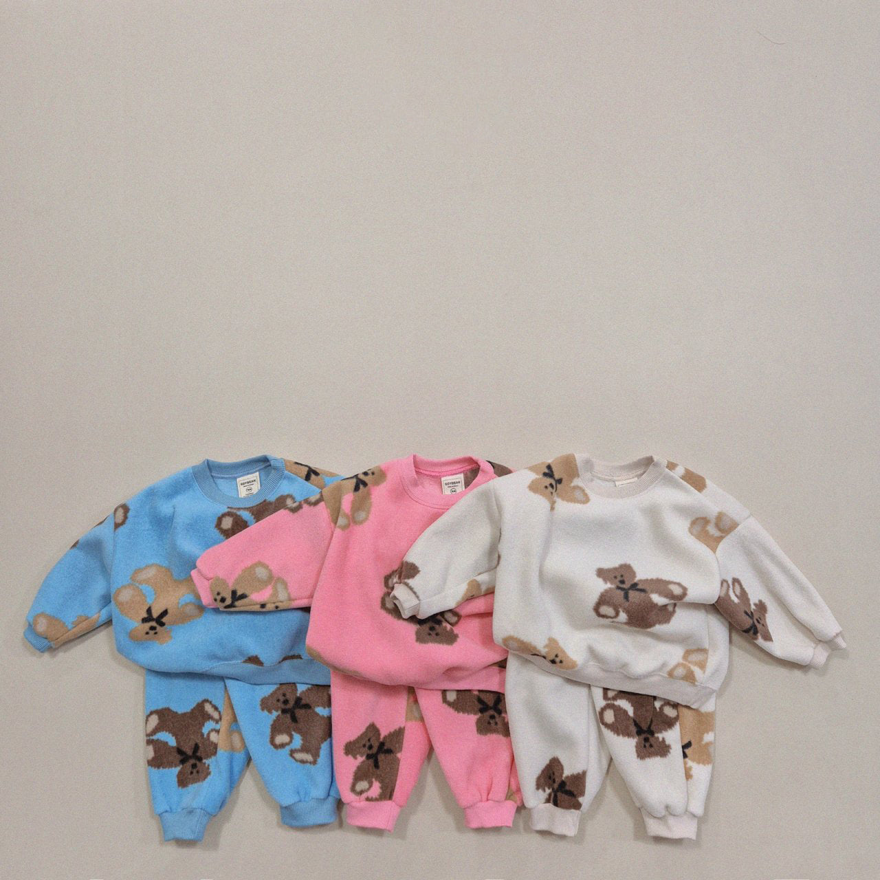 Kids Soy W24 Warm Fleece Teddy Bear Sweatshirt and Jogger Pants Set (1-6y) - 3 Colors