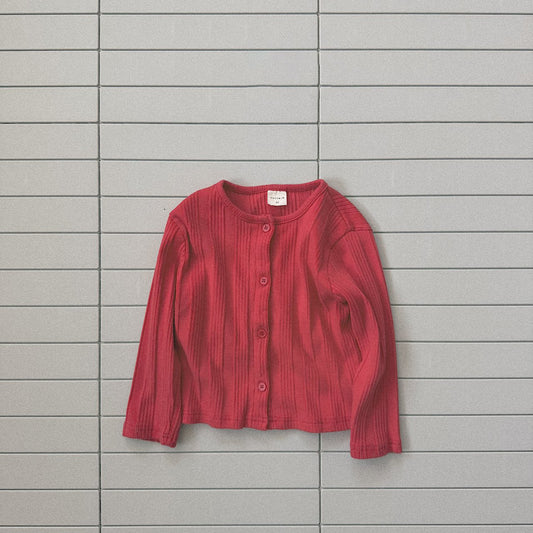 Toddler Bella SP26 Ribbed Long Sleeve Cardigan (1-6y) - Red - AT NOON STORE