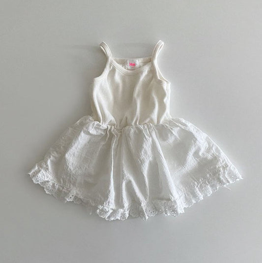 Toddler Eyelet Lace Ruffle Sleeveless Dress (1-6y) - Ivory - AT NOON STORE