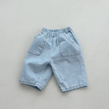 Baby S25 Front Pocket Stitch Detail Pull-On Denim Pants (3-18m) - Light Denim - AT NOON STORE