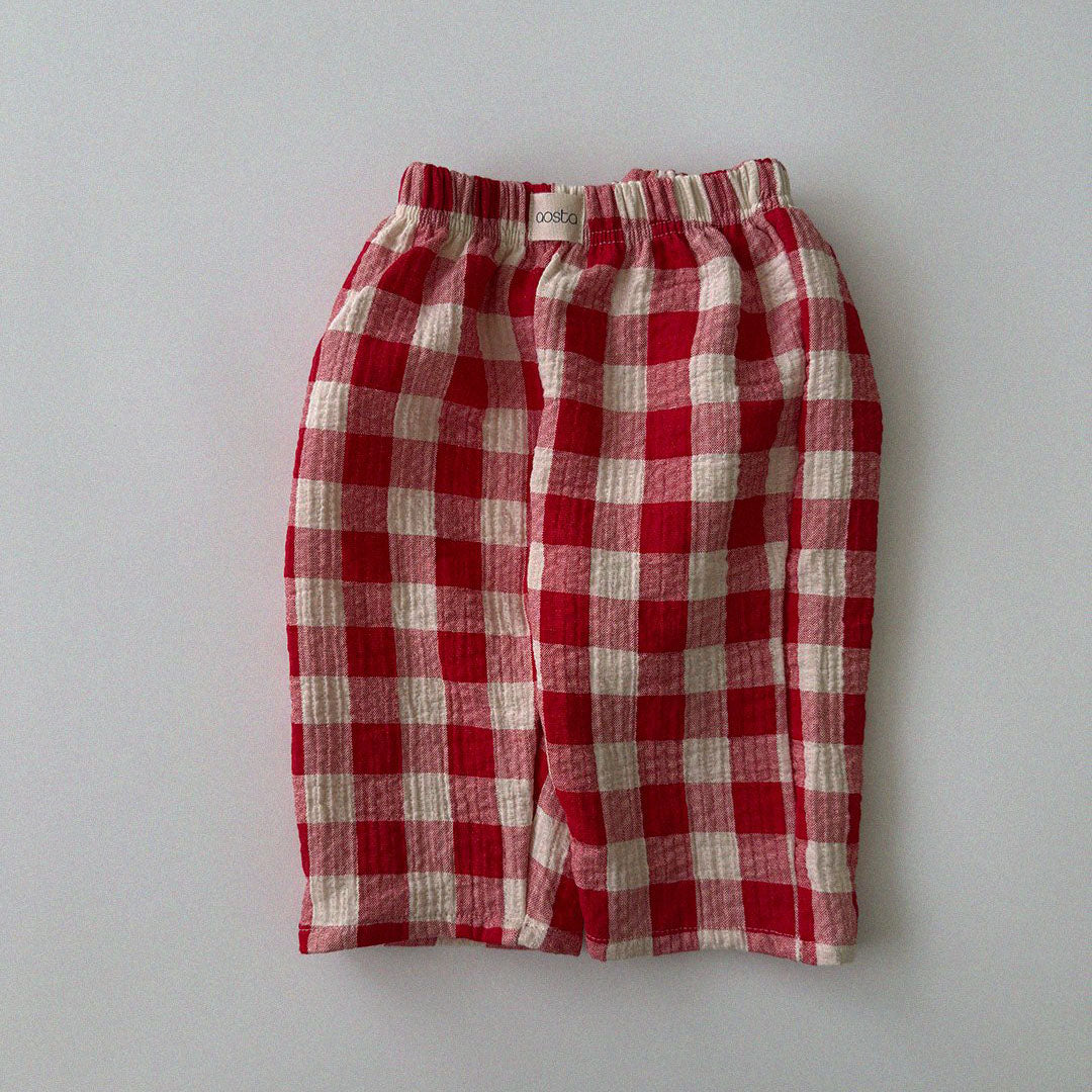 Baby/Toddler Aosta F26 Cotton Pull-on Pants (3m-5y) - Red Plaid