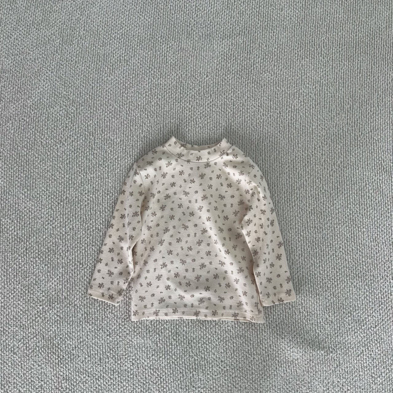 Baby Toddler F24 Floral Print Long Sleeve Mock-neck Top (6m-6y) - Cream floral - AT NOON STORE