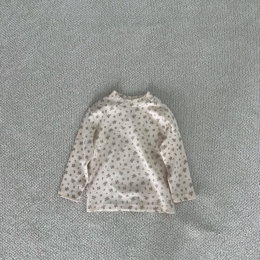 Baby Toddler F24 Floral Print Long Sleeve Mock-neck Top (6m-6y) - Cream floral - AT NOON STORE