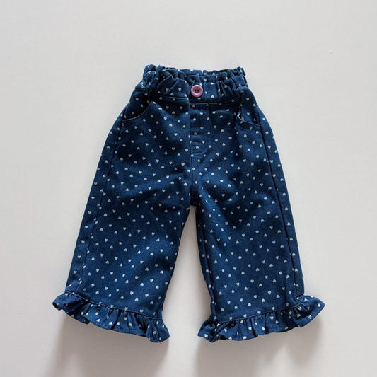 Toddler F26 Heart Ruffle Hem Pants  (1-6y) - Blue