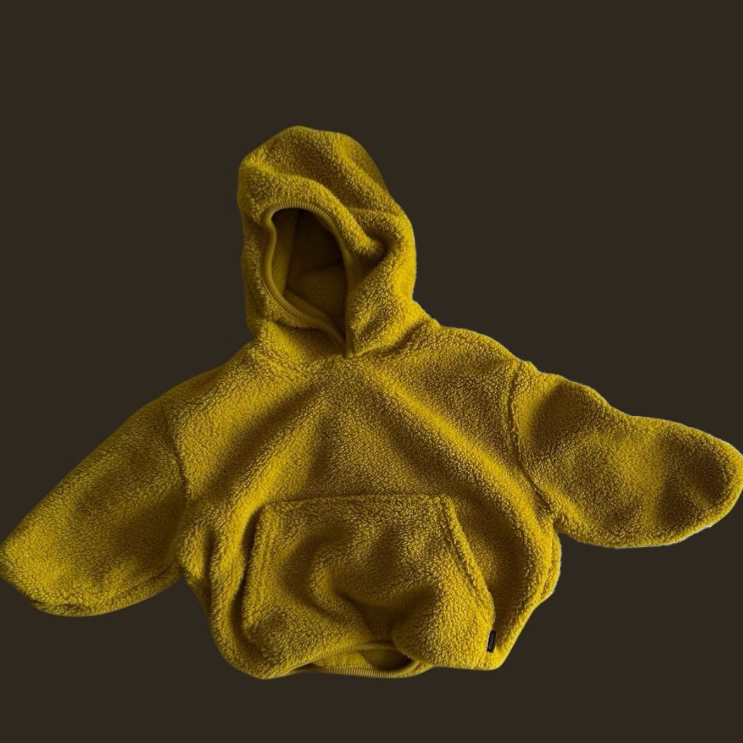 Toddler FW26 Sherpa Kangaroo Pocket Hoodie (1-7y) - Mustard