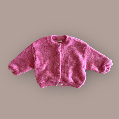 Kids W25 Fuzzy Long Sleeve Cardigan (2-7y) - Pink