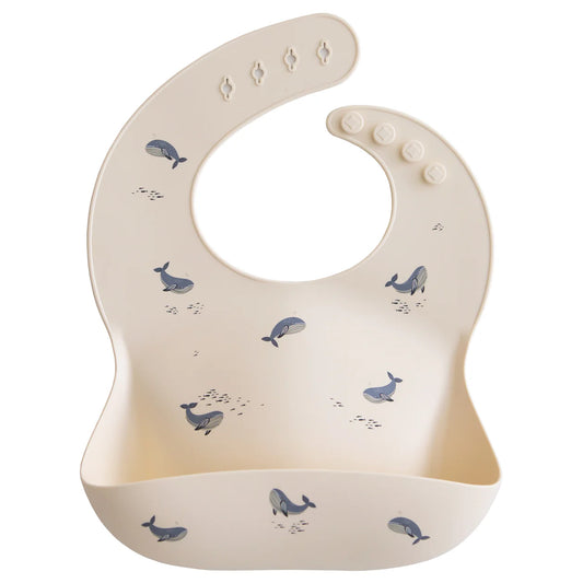 Mushie Silicone Baby Bib - Whales