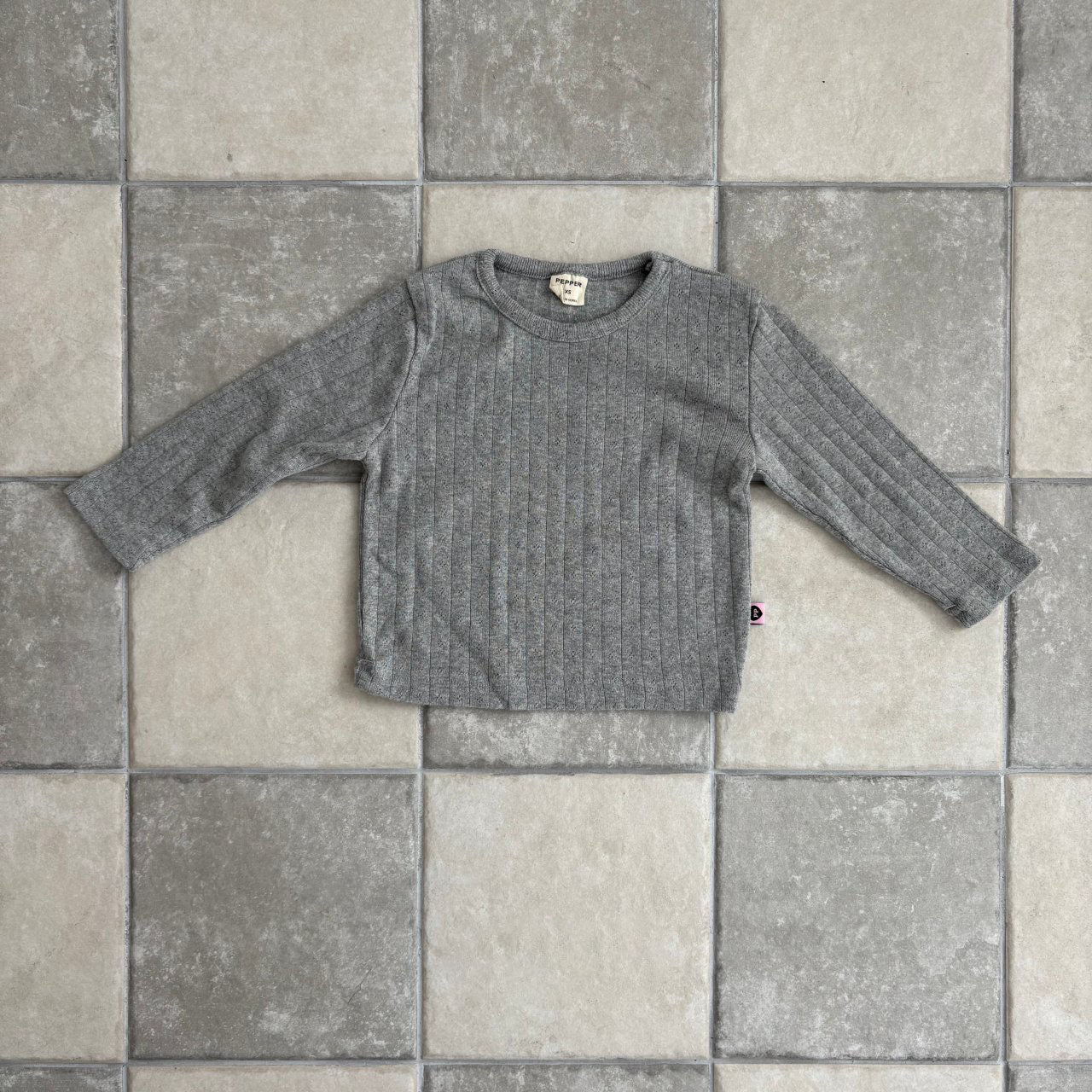 Toddler F25 Pointelle Long Sleeve Top (1-7y) - Heather Gray - AT NOON STORE