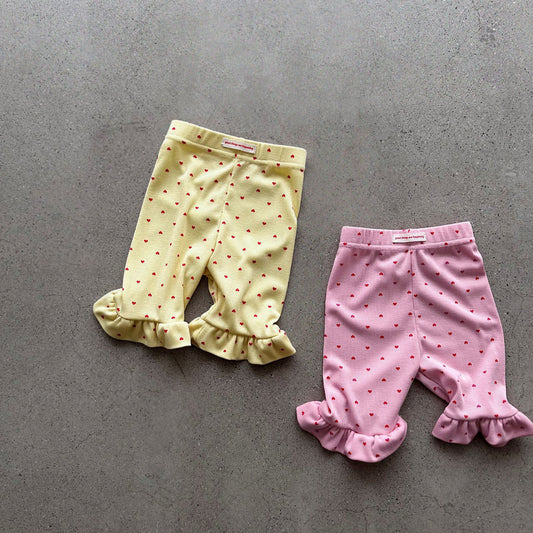 Toddler SS26 All-Over Heart Ribbed Ruffle Hem Biker Shorts (1-8y) - 2 Colors