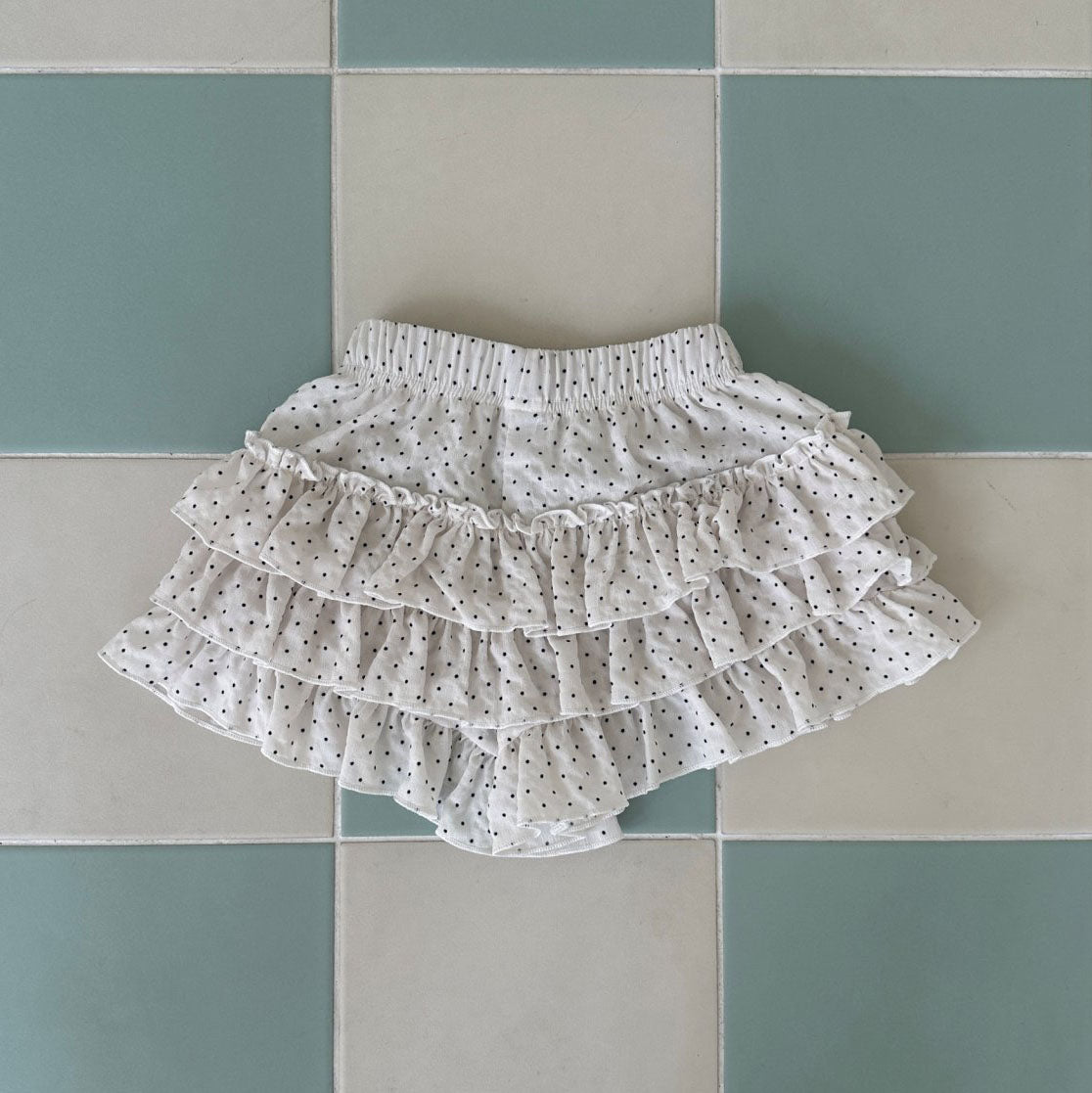 Kids SS25 Polka Dot Ruffle Layered Shorts (2-9y) - Ivory - AT NOON STORE