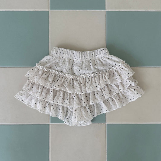 Kids SS25 Polka Dot Ruffle Layered Shorts (2-9y) - Ivory - AT NOON STORE