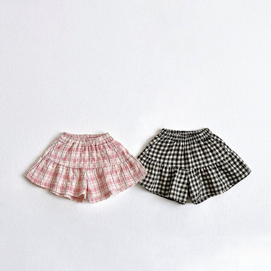 Toddler F26 Corduroy Plaid Flare Skirted Shorts (2-8y) - 2 Colors