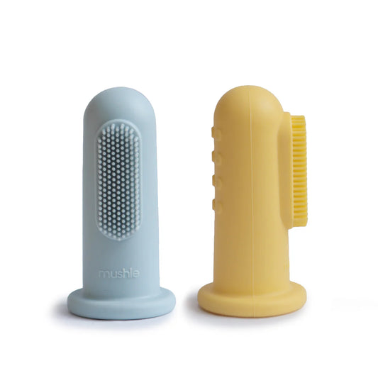 Mushie Finger Toothbrush - Powder Blue/Daffodil