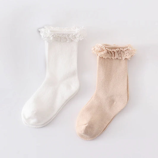 Knit Lace Girls Socks (0-6y) - 2 Colors - AT NOON STORE