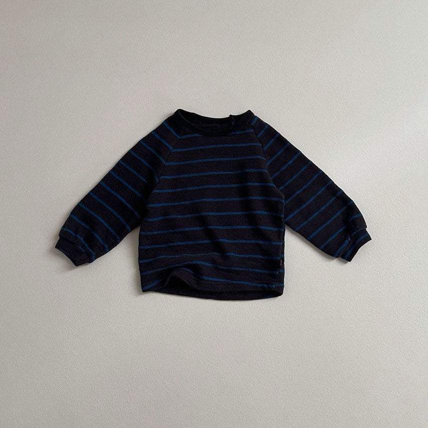 Toddler Crewneck Stripe Long Sleeve Tee (10m-4y) - Charcoal - AT NOON STORE