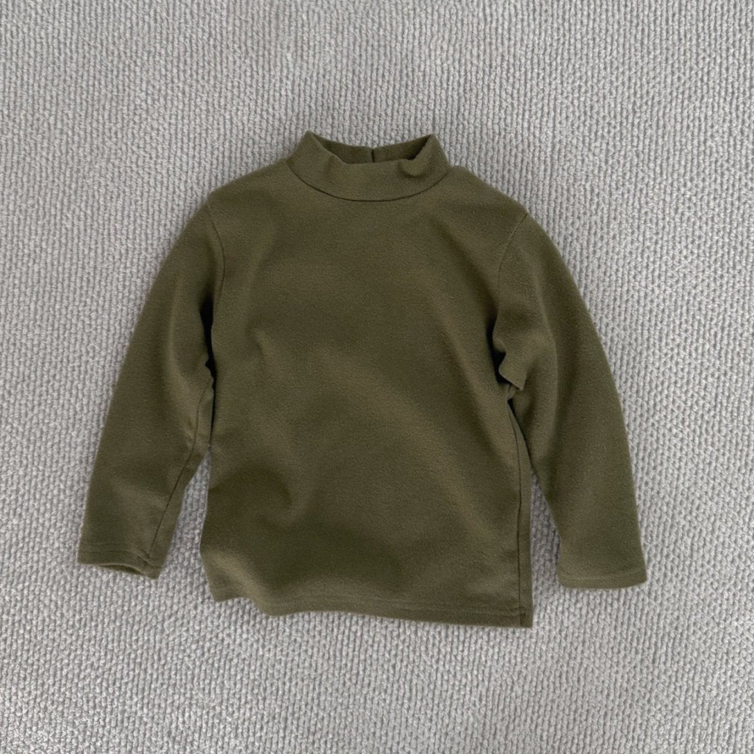 Baby Toddler W24 Solid Long Sleeve Mock-neck Top (6m-6y) - Olive