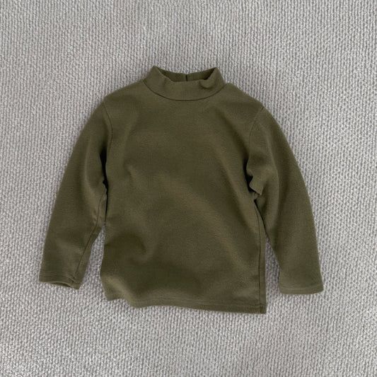 Baby Toddler W24 Solid Long Sleeve Mock-neck Top (6m-6y) - Olive - AT NOON STORE