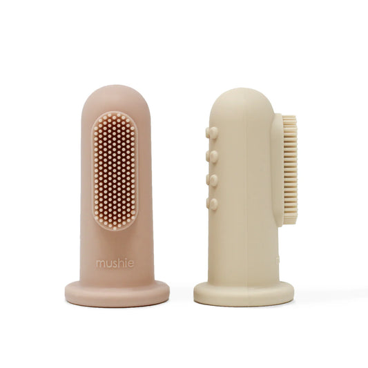 Mushie Finger Toothbrush - Shifting Sand/Blush