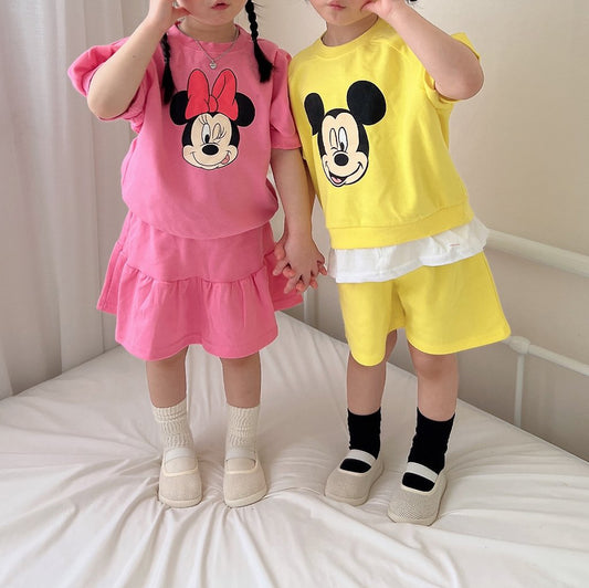 Toddler Mickey/Minnie Short Sleeve Top and Shorts/Skirt Set (1-6y) - 2 Colors - AT NOON STORE