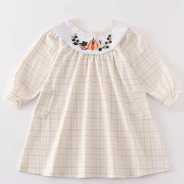 Yellow Pumpkin Yoke Embroidery Dress (6m-5y)- Yellow - AT NOON STORE