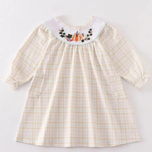 Yellow Pumpkin Yoke Embroidery Dress (6m-5y)- Yellow - AT NOON STORE