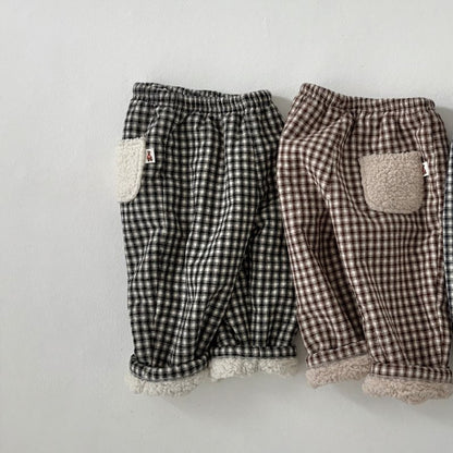 Toddler Land W25 Sherpa Pocket Plaid Pull-On Pants (1-6y) - 2 Colors