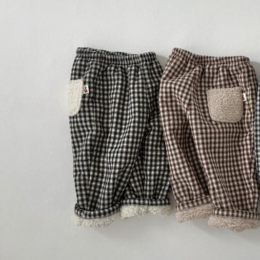 Toddler Land W25 Sherpa Pocket Plaid Pull-On Pants (1-6y) - 2 Colors