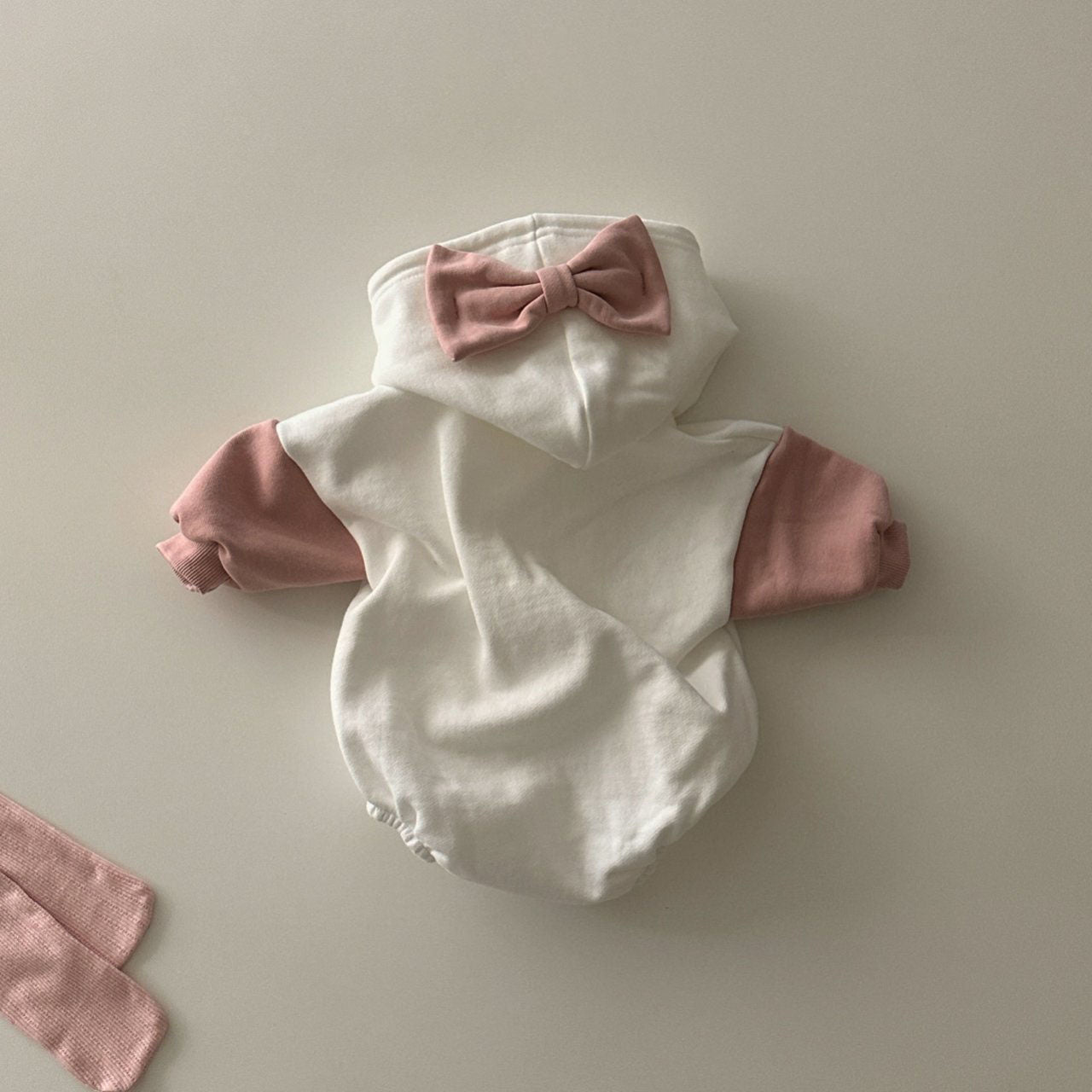 Baby Long Sleeve Pink Bow Hooded Romper (3-18m) - Pink - AT NOON STORE