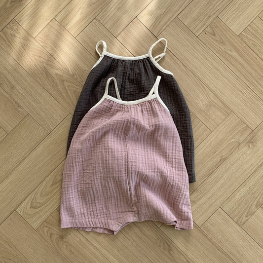 Baby BH Cotton Spaghetti Straps Jumpsuit (3-18m) - 2 Colors