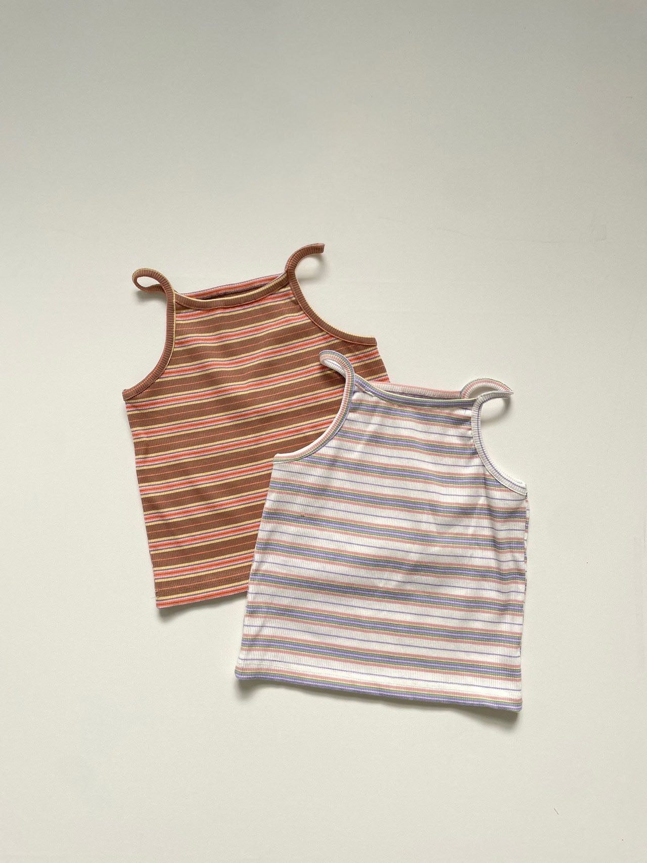 Toddler Multi Stripe Cami and Flare Pants Set (16m-6y) - Brown+Orange - AT NOON STORE