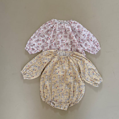 Baby SP26 Cat All-Over Print Gauze Cotton Bubble Romper (6-24m) -2 Colors - AT NOON STORE