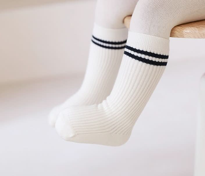 Baby Toddler Double Line Knee Socks (0-8y) - Ivory Line - AT NOON STORE