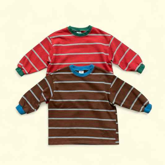 Toddler F25 Contrast Rib Stripe Long Sleeve Top (3-7y) - 2 Colors - AT NOON STORE