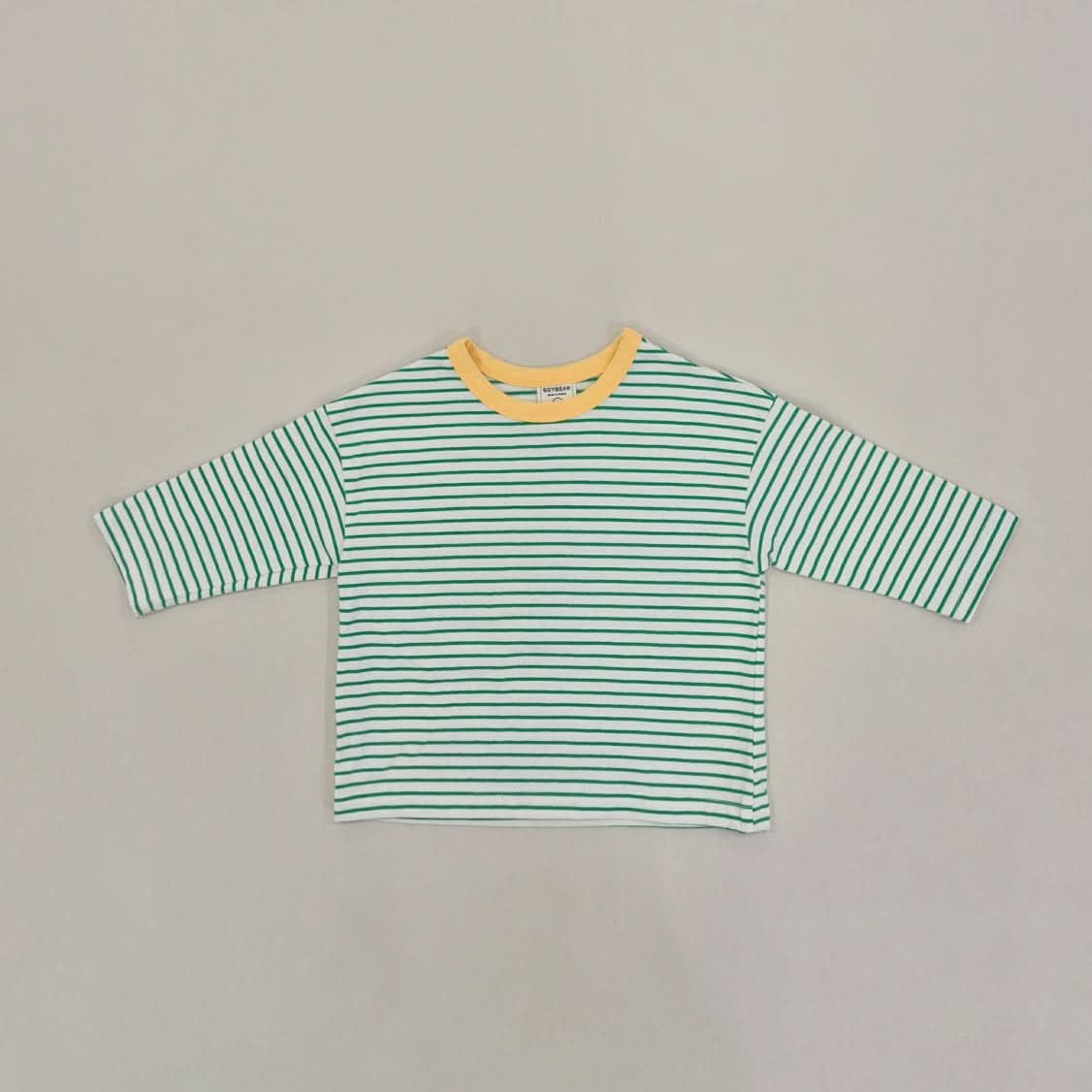 Kids Soy S25 Contrast Neckline Stripe Long Sleeve Top (1-9y) - 2 Colors - AT NOON STORE