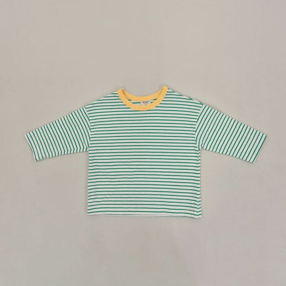 Kids Soy S25 Contrast Neckline Stripe Long Sleeve Top (1-9y) - 2 Colors - AT NOON STORE