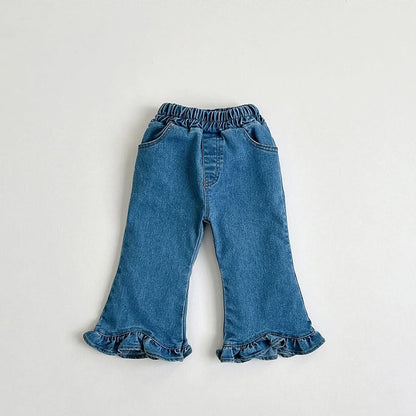 Toddler S25 Ruffle Hem Denim Flare Pants (1-10y) - Denim - AT NOON STORE