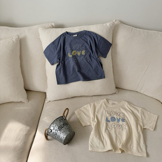Toddler SS26 LOVE LOVE LOVE Loose Fit Short Sleeve Top (1-7y) - 2 Colors - AT NOON STORE