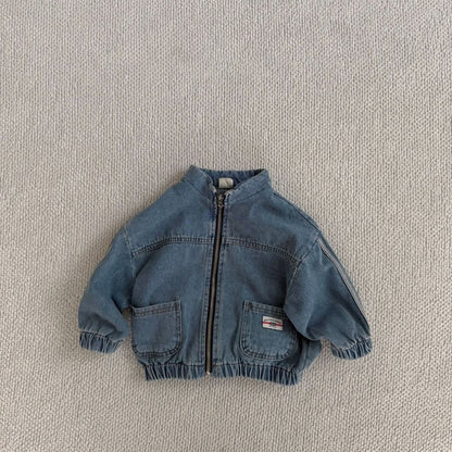 Baby Bella S25 Double Pocket Taped Sleeves Denim Jacket (6m-3y) - Denim - AT NOON STORE