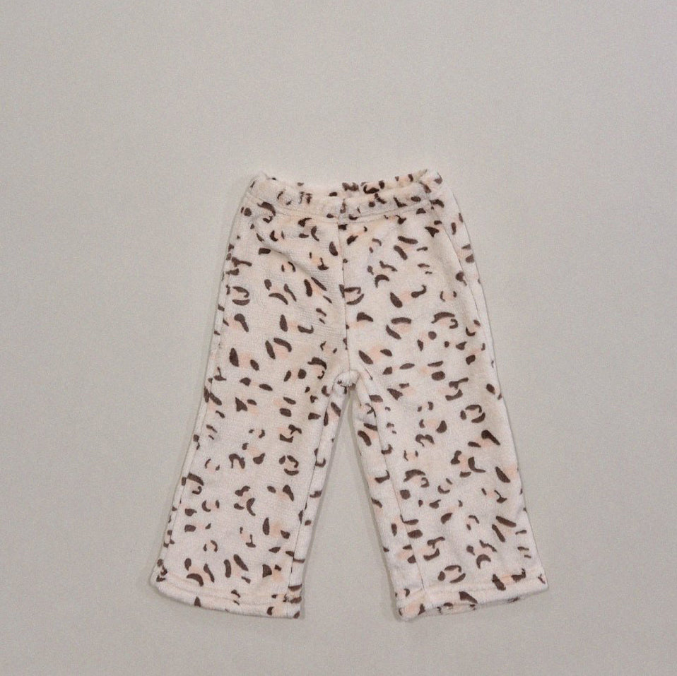 Kids Soy W24 Warm Sherpa Lined Fleece Leopard Pull On Pants (1-6y) - Beige