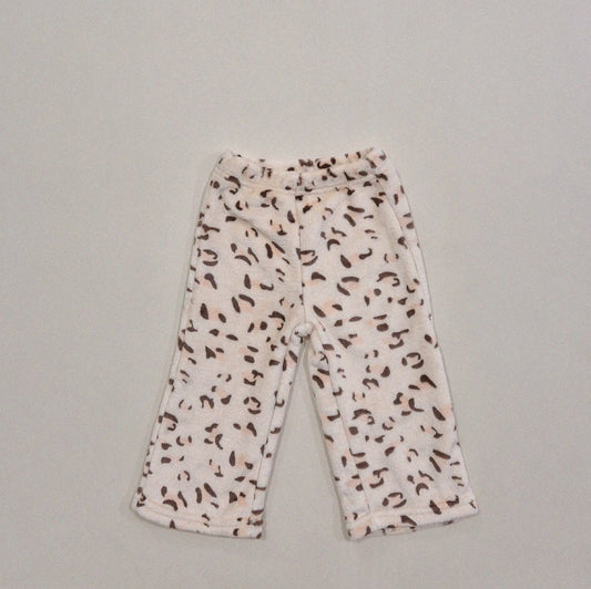 Kids Soy W24 Warm Sherpa Lined Fleece Leopard Pull On Pants (1-6y) - Beige - AT NOON STORE