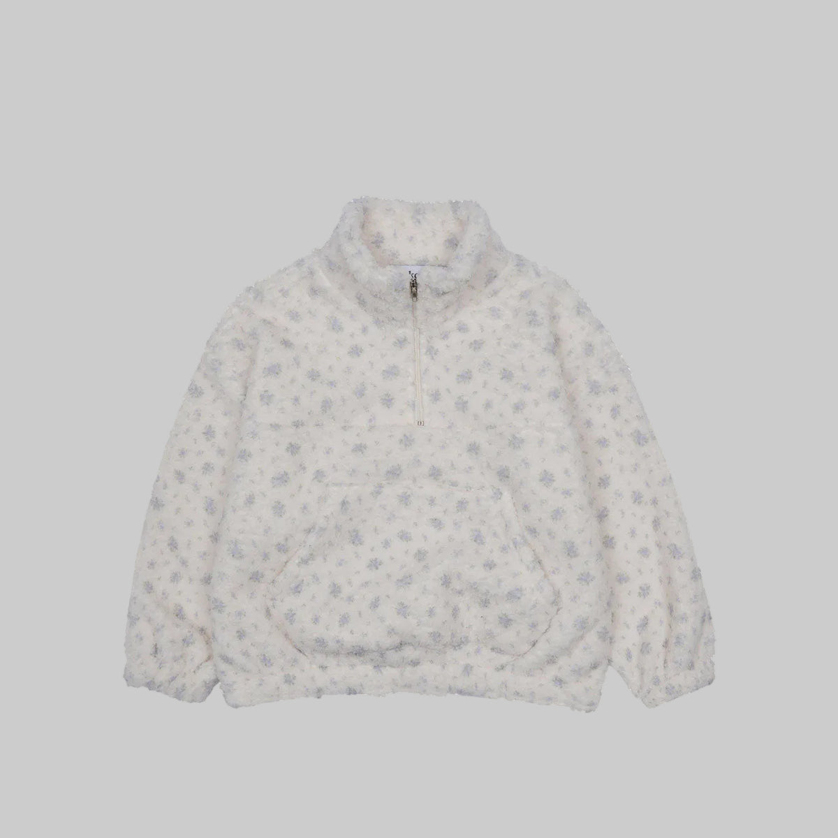 Girls Daisy Sherpa Mock Neck Zip-Up Jacket(3-10y) - Floral Ivory